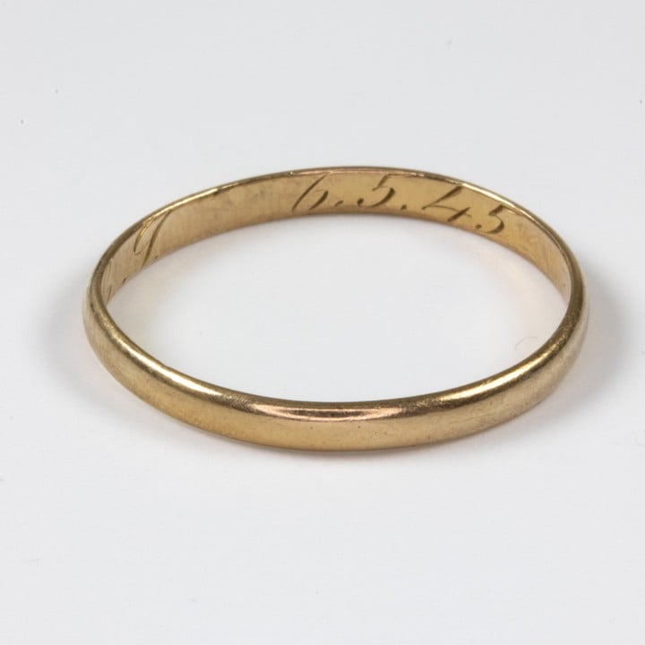18K Yellow Plain Band Ring, Size T, 1.9g (Misshapen) (VAT Only Payable on Buyers Premium)