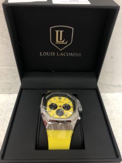 LOUIS LACOMBE WATCH WITH YELLOW FACE, SILVER DIAL AND YELLOW SILICONE STRAP