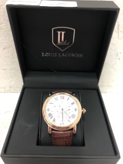 LOUIS LACOMBE WITH SILVER FACE, SILVER DIAL AND BROWN LEATHER STRAP