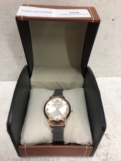 L.A BANUS WATCH WITH SILVER FACE, ROSE GOLD DIAL AND SILVER MESH STRAP