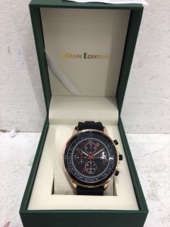 MANN EGERTON WATCH WITH BLACK FACE, BRONZE DIAL AND BLACK SILICONE STRAP