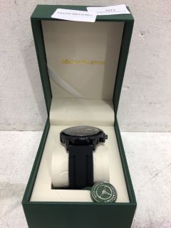 MANN EGERTON WATCH WITH BLACK FACE, SILVER DIAL AND BLACK SILICONE STRAP