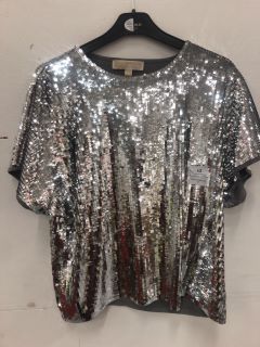MICHAEL KORS SPARKLE TOP IN SILVER SIZE UK MEDIUM RRP-£210