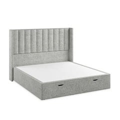 OAK FURNITURE LAND AMERSHAM SUPER KING-SIZE BED WITH OTTOMAN STORAGE IN BROOKLYN FABRIC - FALLOW GREY RRP £1199.99