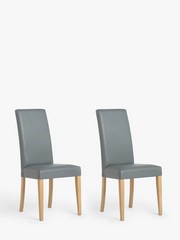 JOHN LEWIS ANYDAY SLENDER FAUX LEATHER DINING CHAIRS, SET OF 2, DARK GREY RRP £179
