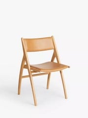 JOHN LEWIS X-RAY LEATHER DINING CHAIR, OAK/CAMEL RRP £329