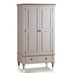 OAK FURNITURE LAND SHAY RUSTIC SOLID OAK AND PAINTED DOUBLE WARDROBE RRP £849.99