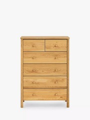 JOHN LEWIS SPINDLE 6 DRAWER CHEST, OAK RRP £549