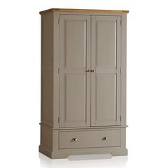 OAK FURNITURE LAND ST IVES NATURAL OAK AND LIGHT GREY PAINTED DOUBLE WARDROBE RRP £849.99