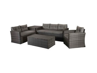SIGNATURE WEAVE HOLLY FIVE-PIECE SOFA SET IN A MIXED GREY STEEL FRAME.RRP £1418