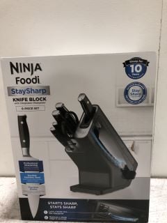 NINJA FOODI STAYSHARP KNIFE BLOCK WITH INTEGRATED SHARPENER 6-PIECE SET **CHALLENGE 25 I.D. MAY BE REQUIRED COLLECTION ONLY** RRP £180