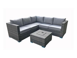 SIGNATURE WEAVE GEORGIA CORNER SOFA WITH AN ICE BUCKET IN THE COFFEE TABLE IN GREY 8MM FLAT WEAVE.  RRP £1617