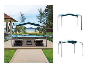 SIGNATURE WEAVE SWAN STYLE GAZEBO 3.5 X 3.5M SQUARE WITH BLUE CANOPY.  RRP £1212