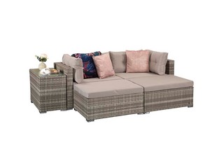 SIGNATURE WEAVE HARPER STACKABLE SOFA SET IN GREY 8MM FLAT WEAVE.  APPROX RRP £1025