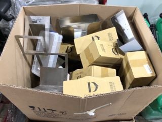 BOX OF WASHROOM ITEMS TO INCLUDE DOLPHIN PRESTIGE STAINLESS STEEL WASHROOM DISPENSERS AND BIO-BIN Z STAND 6L WASTE DISPOSAL CONTAINER RRP £1000