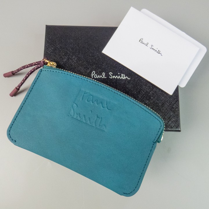 Paul Smith Teal Leather rope Zip Purse , With Box And Tag  (VAT ONLY PAYABLE ON BUYERS PREMIUM)