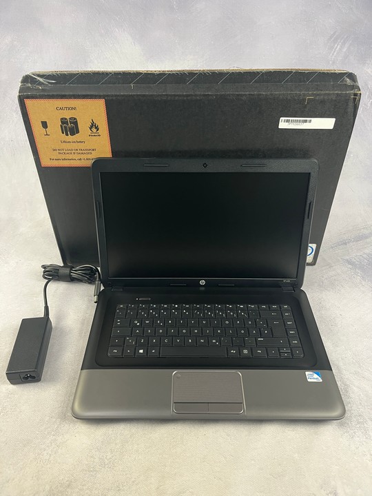 Hp 650 512Gb Laptop In Black/Grey. (With Box) (European Keyboard). Intel Pentium Cpu B960 2.20Ghz, 4Gb Ram,  No UK Plug  [Jptn36637]  (MPSS01172114)  (VAT ONLY PAYABLE ON BUYERS PREMIUM)