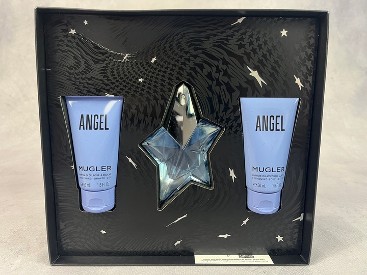Mugler 'Angel' Unused 25Ml Eau De Parfum, 50ml Perfuming Shower Gel And 50ml Perfuming Body lotion (VAT ONLY PAYABLE ON BUYERS PREMIUM)