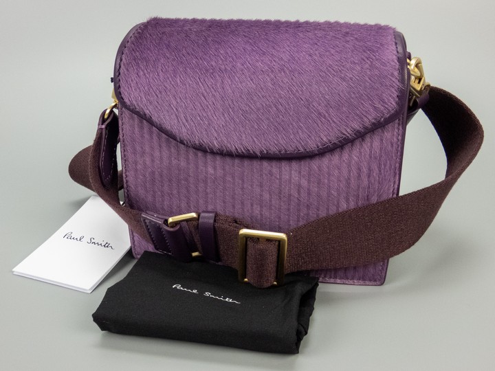 Paul Smith Purple 53 Hairy Leather Cross Body Bag With Tags And Dustbag - Dimensions Approximately 17x14x8cm  (VAT ONLY PAYABLE ON BUYERS PREMIUM)