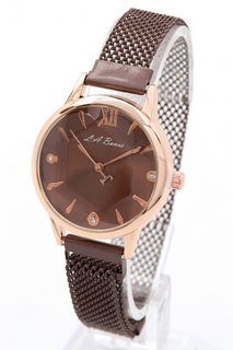 LADIES LA BANUS WATCH. FEATURING A BROWN DIAL. GOLD COLOURED BEZEL AND CASE. BROWN CHAIN LINK METAL BRACELET WITH MAGNETIC CLASP: LOCATION - C13