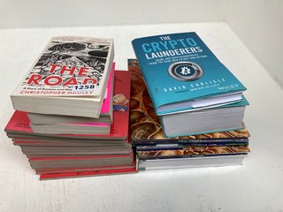 QTY OF ASSORTED BOOKS TO INCLUDE THE CRYPTO LAUNDERERS BY DAVID CARLISLE: LOCATION - C14