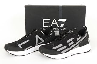 EMPORIO ARMANI ULTIMATE KOMBAT TRAINERS IN BLACK/WHITE - UK SIZE: 5.5 - RRP: £119.00: LOCATION - A*