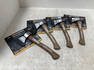 4 X ROUGHNECK VINTAGE AXE 0.6KG / 1 1/4 LBS CANVAS SHEATH INCLUDE (PLEASE NOTE: 18+YEARS ONLY. ID MAY BE REQUIRED): LOCATION - A1