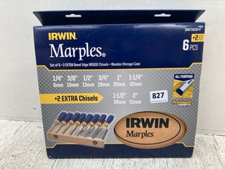 IRWIN MARPLES SET OF 6+2 EXTRA BEVEL EDGE MS500 CHISELS + WOODEN STORAGE CASES: LOCATION - B4