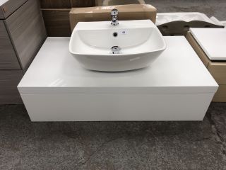 (COLLECTION ONLY) DURAVIT WALL HUNG 1 DRAWER COUNTERTOP SINK UNIT IN WHITE 1000 X 570MM WITH A 1TH CERAMIC BASIN & MONO BASIN MIXER TPA & CHROME SPRUNG WASTE - RRP £1497: LOCATION - C2