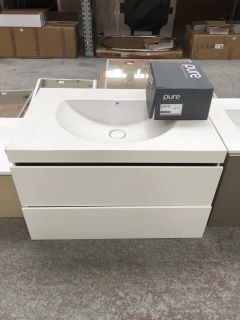 (COLLECTION ONLY) DURAVIT WALL HUNG 2 DRAWER SINK UNIT IN WHITE WITH MATCHING VESSEL BASIN TOP 800 X 540MM WITH A WALL MOUNTED BASIN MIXER IN CHROME - RRP £2326: LOCATION - C3