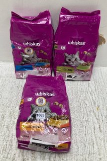 3 X WHISKAS 1.9KG DRY CAT FOOD BAGS IN VARIOUS FLAVOURS TO INCLUDE CHICKEN - BBE 12/06/2025: LOCATION - F11