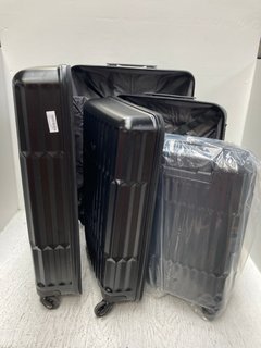 JOHN LEWIS & PARTNERS SET OF 3 TAMPA FOUR WHEEL HARD SHELL SUITCASES IN BLACK - RRP £199: LOCATION - F4