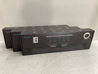 3 X QUNTIS REMOTE CONTROL DUAL SOURCE LIGHT BARS IN BLACK - COMBINED RRP £149.97: LOCATION - WH4