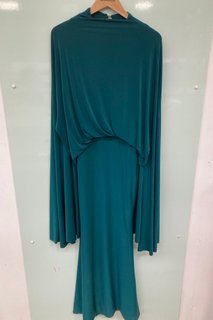 CLUB L LONDON WOMENS CHERMAINE HIGH-NECK MAXI DRESS IN BOTTLE GREEN - SIZE UK 8 - RRP £120: LOCATION - WH9