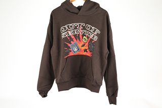 BROKEN PLANET OUT OF SERVICE HOODIE IN MOCHA BROWN - SIZE SMALL - RRP £209: LOCATION - BOOTH