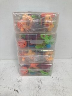 4 X BABY RATTLE TOY SETS IN CLEAR STORAGE BOXES: LOCATION - H14