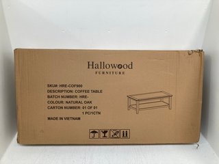 HALLOWOOD FURNITURE COFFEE TABLE IN NATURAL OAK: LOCATION - H12