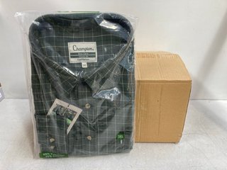 6 X CHAMPION MENS EASY CARE CLASSIC FIT LONG SLEEVED SHIRTS IN OLIVE - SIZE UK 3X-LARGE: LOCATION - WH2