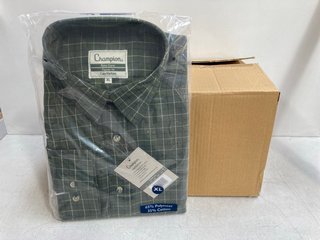 6 X CHAMPION MENS EASY CARE CLASSIC FIT LONG SLEEVED SHIRTS IN OLIVE - SIZE UK X-LARGE: LOCATION - WH2