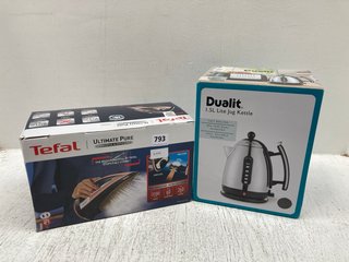 TEFAL ULTIMATE PURE 3100W STEAM IRON TO ALSO INCLUDE DUALIT 1.5 LITRE JUG KETTLE IN COOL GREY: LOCATION - G6