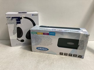 SANDSTROM SBTH24 BLUETOOTH HEADSET IN BLACK TO ALSO INCLUDE ORIGIN OSDOCK-USBC 4K DOCKING STATION: LOCATION - WH3