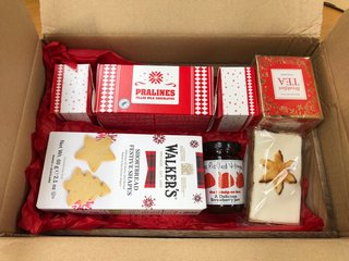 BOX OF ASSORTED FOOD ITEMS TO INCLUDE WALKERS SHORTBREAD FESTIVE SHAPES - BBE 30/8/24: LOCATION - BT5