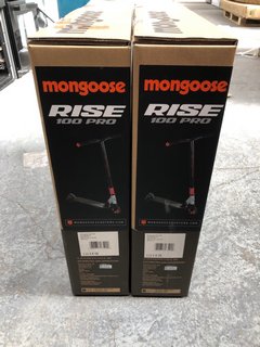 2 X MONGOOSE RISE 100 PRO SCOOTERS IN RED/BLACK - RRP £180: LOCATION - AR6