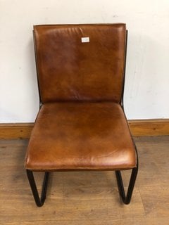 NKUKU NARWANA LEATHER DESK CHAIR IN AGED TAN RRP - £395: LOCATION - A2
