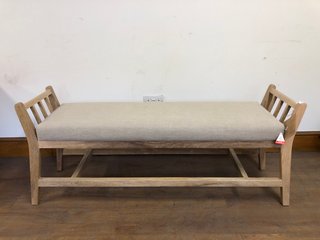 NKUKU AVANTHI UPHOLSTERED SLEIGH BENCH IN NATURAL RRP - £695: LOCATION - A2