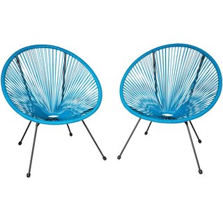GARDEN CHAIRS IN RETRO DESIGN (SET OF 2) BLUE - RRP £179: LOCATION - A5