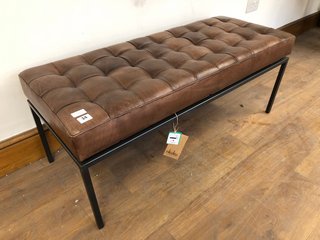 NKUKU NASAN LEATHER UPHOLSTERED BENCH RRP - £650: LOCATION - A2