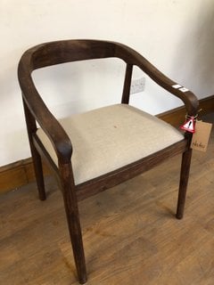 NKUKU ANBU ACACIA UPHOLSTERED DINING CHAIR IN WASHED WALNUT RRP - £325: LOCATION - A2