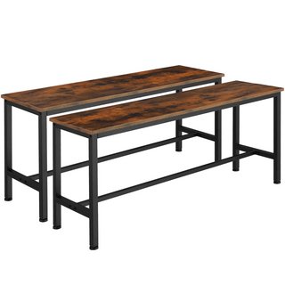 PAIR OF BENCHES FAIRFIELD 108 X 32.5 X 50CM INDUSTRIAL WOOD DARK, RUSTIC - RRP £103.99: LOCATION - A6