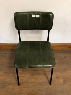 NKUKU UKARI LEATHER DINING CHAIR IN RICH GREEN RRP - £225: LOCATION - A2